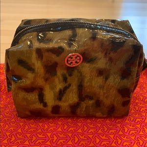 COPY - Tory Burch Leather Leopard Print Makeup Bag
